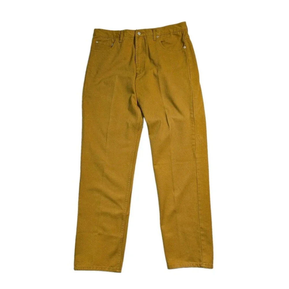 Vtg Jordache Relaxed Fit Denim Jeans 38x36 (36x35) Mustard Brown Deadstock Y2K